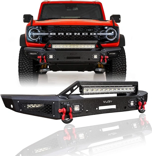 Front bumper with winch plate and led lights