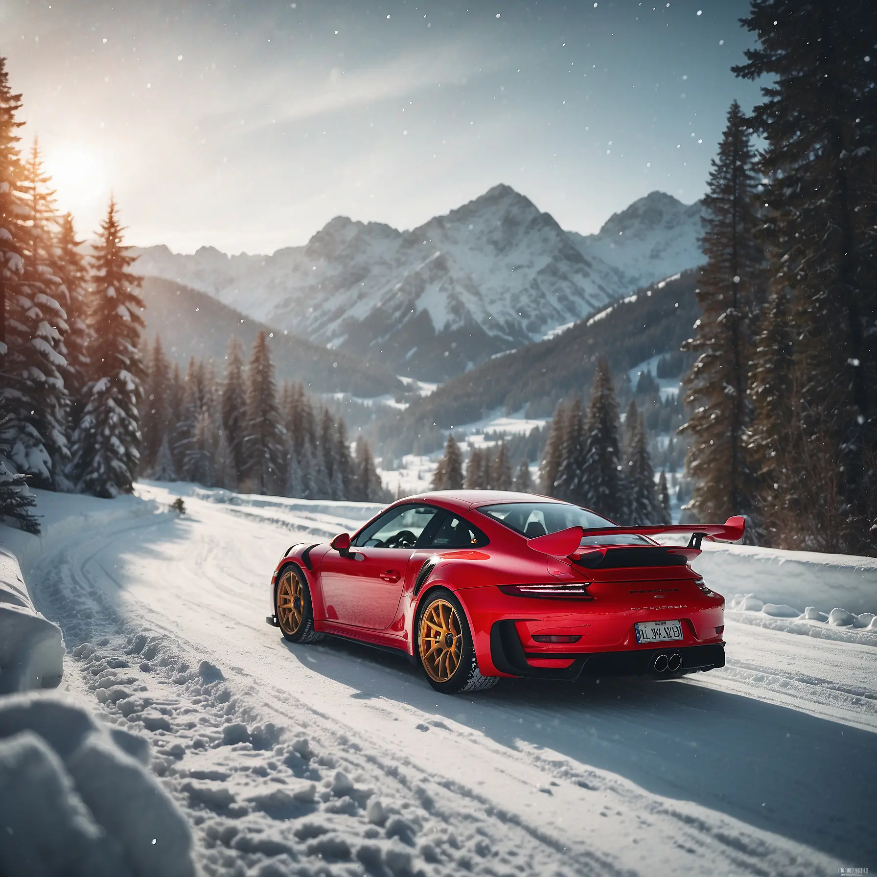 Porsche 911 GT3 RS In Snowy Alpine Roads 1